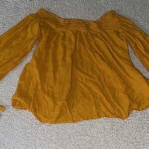 free people mustard off-the-shoulder top